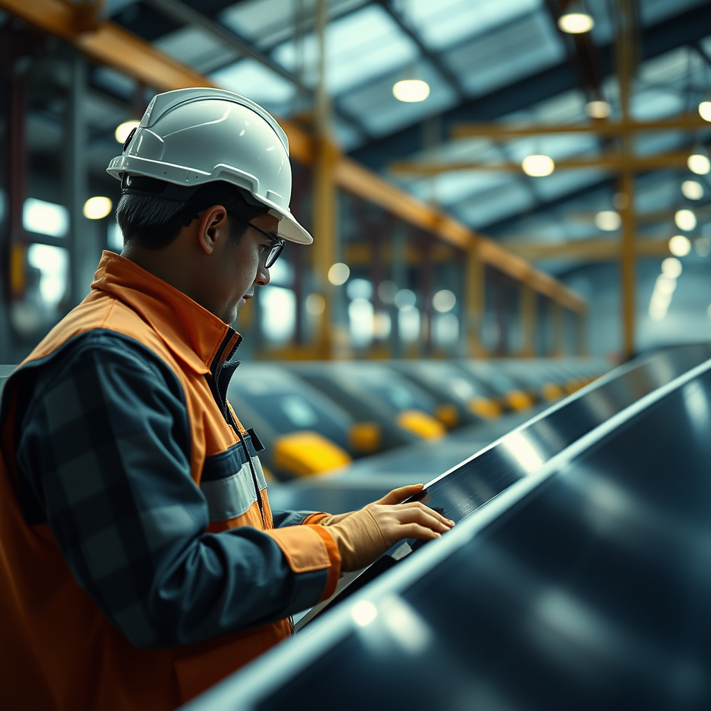 electricidad industrial relacionada con proyectos de energía solar, como paneles solares en instalaciones industriales, maquinaria y equipos eléctricos modernizados